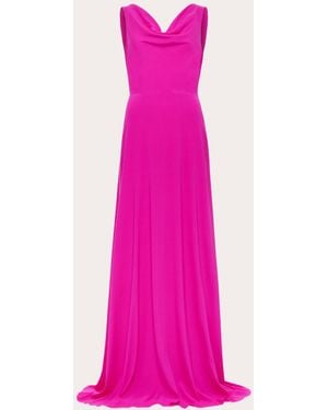 Azeeza Saunder Silk Charmeuse Cowl Neck Gown - Pink