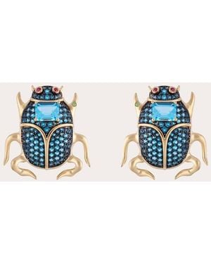 Nelly Rojas London Topaz Delirio Beetle Stud Earrings 18K - Blue