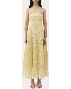 Jonathan Simkhai Imogen Lace Bustier Strapless Midi Dress - Metallic