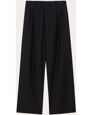 With Nothing Underneath Rampling Wool Wide-Leg Pants - Black