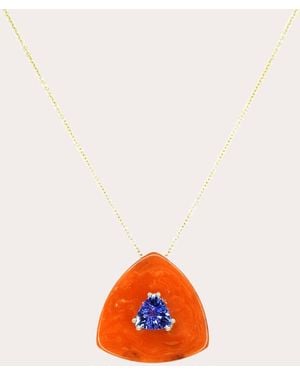 MUVEIL Bakelite & Tanzanite 14K Muse Pendant Necklace - Orange