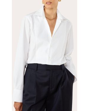 With Nothing Underneath The Dress Organic Poplin Pintuck Shirt - White
