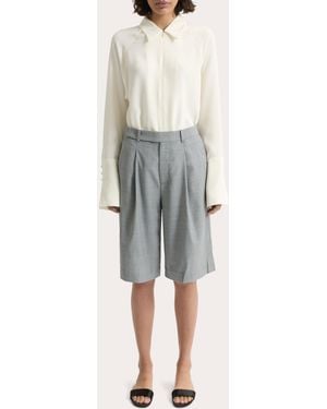 JOAEN Ila Pleated Wool Bermuda Shorts - Gray