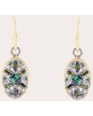 Armenta Tourmaline & Diamond Two-Tone Shield Drop Earrings - Natural