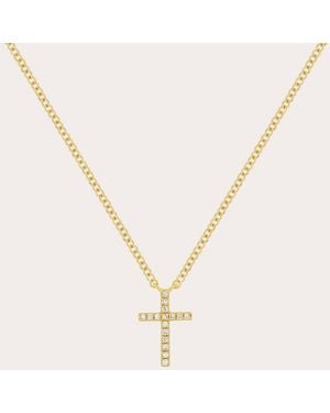 EF Collection Diamond Cross Pendant Necklace - Natural