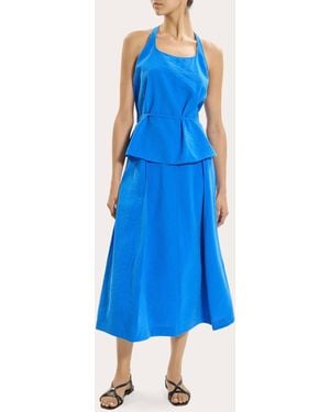 Theory Relaxed Silk Belted Tank Top - Blue
