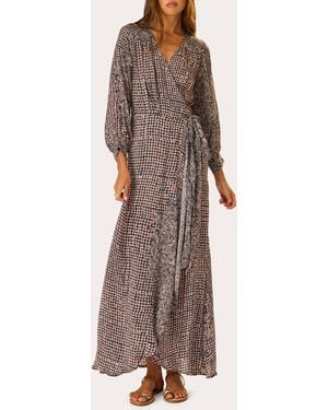 Natalie Martin Kate Floral Gathered Wrap Maxi Dress - Brown