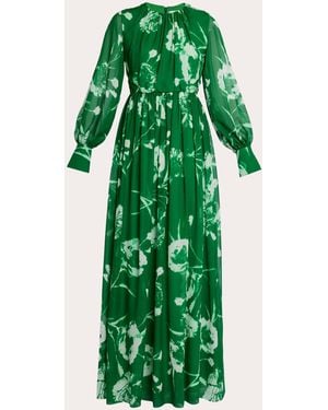 Erdem Floral Silk Voile Gathered Blouson Gown - Green