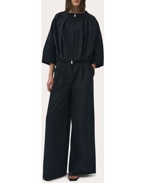 Jonathan Simkhai Leroy Pleated Faille Wide-Leg Pants - Blue