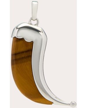 Wyld Box Tiger's Eye Wyld Dorian Horn Pendant - White