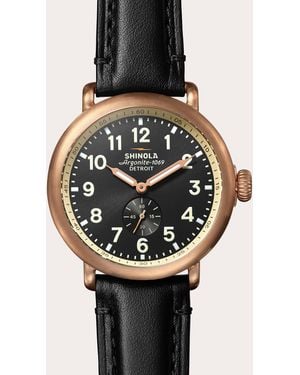 Shinola Runwell 43Mm Sub-Second Leather Watch - Black