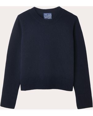 With Nothing Underneath Devon Wool Crewneck Sweater - Blue