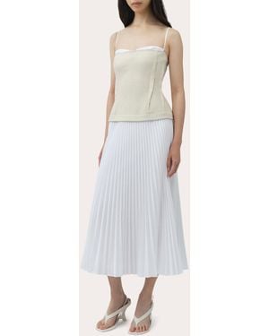 Jonathan Simkhai Duval Linen Poplin Combo Bustier Midi Dress - White