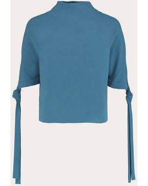 Edeline Lee Pedernal Jacquard Tie-Sleeve Top - Blue