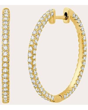 Graziela Gems Diamond & 14K Three-Sided Hoop Earrings - Metallic