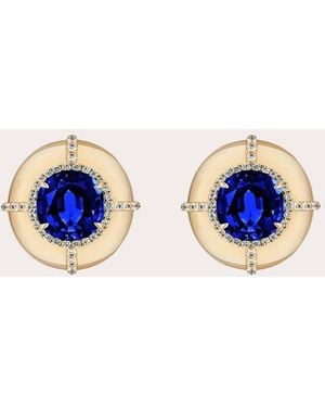 Goshwara Sapphire & 18K Limited Edition Medallion Stud Earrings - Blue