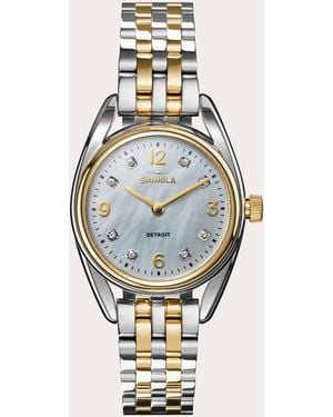 Shinola Diamond & Mother Of Pearl Derby 30Mm Watch - Metallic