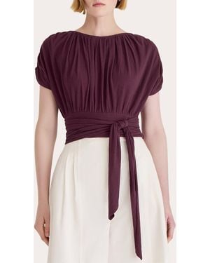 Merlette Mai Jersey Gathered Tie Crop Top Cotton - Purple