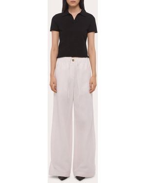 Helmut Lang Cotton Knit Shrunken Polo Top - Pink