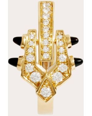 Statement Paris Agate & Diamond Spike Hoop Earring - Metallic