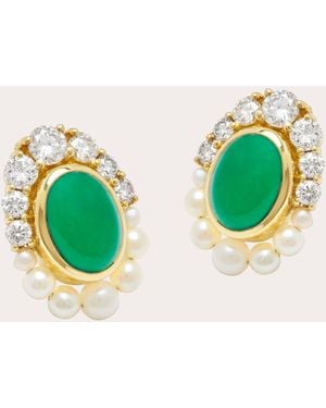Amrapali Navratna 18K Pearl Emerald And Diamond Earrings - Green