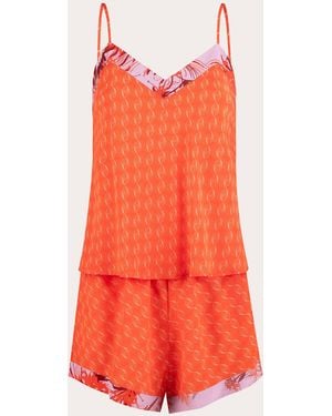 Karma On The Rocks Kawa Mari Silk Hot Shorts Set - Orange