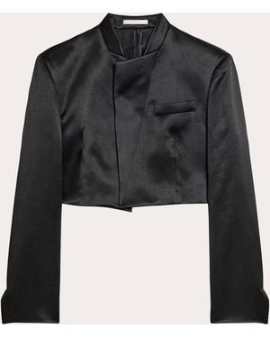 Helmut Lang Duchesse Satin Cropped Blazer - Black