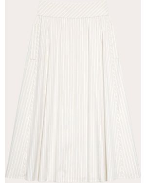 Theory Stripe Cotton Vented A-Line Skirt - Natural