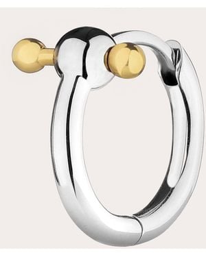 Eera Two-Tone Mini Barbell Piercing Hoop Earring - Metallic