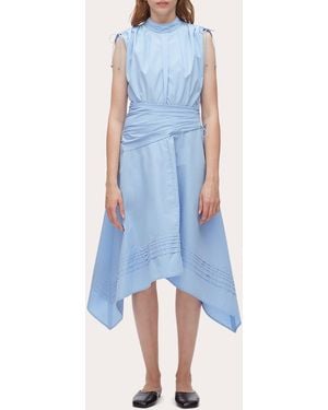 3.1 Phillip Lim Cotton Poplin Ruched Handkerchief Dress - Blue