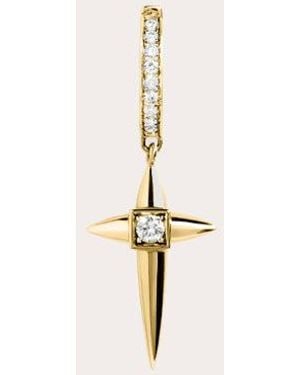 Statement Paris Diamond & 18K Rockaway Mini Cross Hoop Earring - Natural