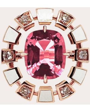 Rouvenat Tourmaline & Diamond Frame Halo Ring - Pink