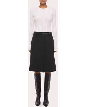 Helmut Lang Wool Gabardine Closet Belted Skirt - Natural