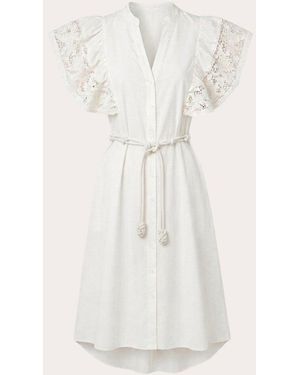 Scarlett Poppies Elenore Poplin Button-Front Midi Dress - White