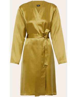 La Perla Belted Silk-Satin Robe - Green