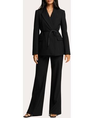 Argent Lenox Heavy Wool Twill Belted Blazer - Black