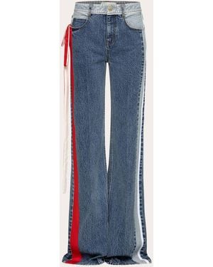 Hellessy Ben Satin Ribbon Straight-Leg Jeans - Blue