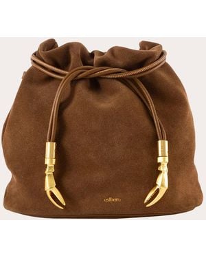 Esterah Crab Claw Suede Pouch Bag - Brown