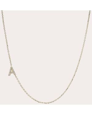 Anzie Diamond Love Letter A Pavé Necklace - Natural