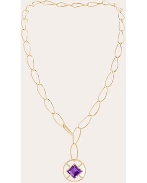 Natori Amethyst & Diamond Bar Lariat Necklace - Natural