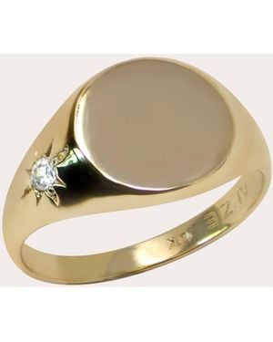 Anzie Diamond & 14K Aztec Signet Ring - Natural