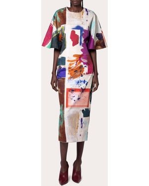 ROKSANDA Falah Abstract Cotton Midi Sheath Dress - Multicolor