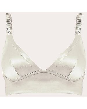 ROMUṠE Fiamma Ruched Stretch Silk Bralette - Natural