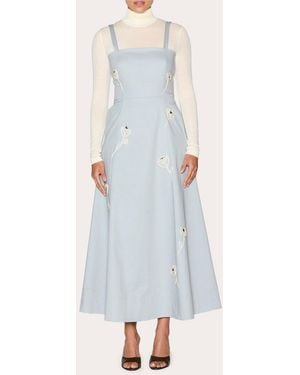 Lia Cohen Reflection Embroidered Floral A-Line Dress - White