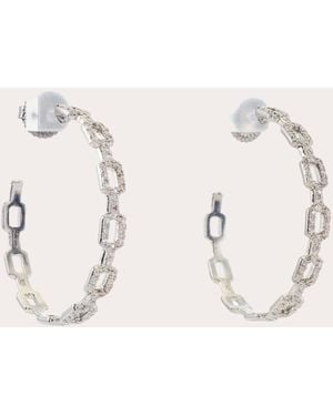 Armenta Diamond Paperclip Hoop Earrings - Natural