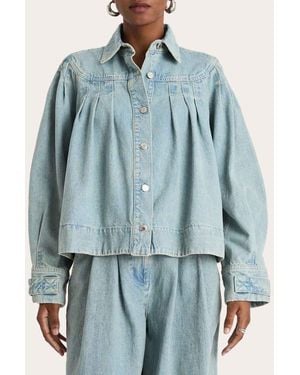 Merlette Easton Pleated Denim Jacket - Blue