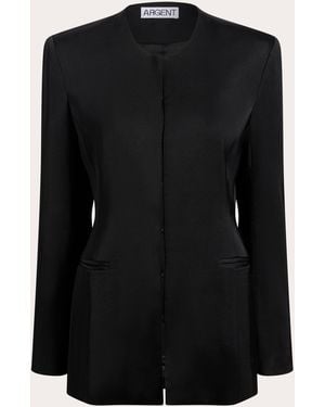 Argent Neat Collarless Blazer - Black