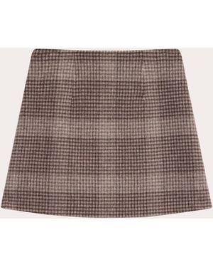 Theory Plaid Wool Cashmere Mini Skirt - Brown