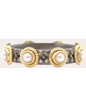 Armenta Pearl & Diamond 18K Two-Tone Band Ring - Natural