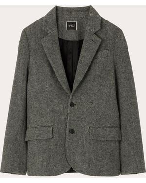 With Nothing Underneath Hutton Herringbone Wool Single-Breasted Blazer - Green